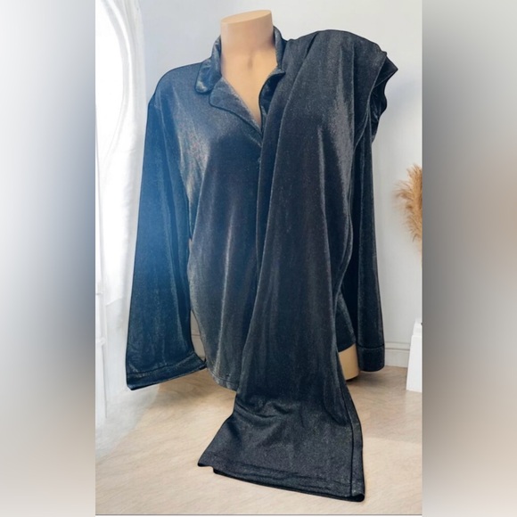 Victoria's Secret Pajama Luxury Set Shimmer Knit Sleepwear 2pc Black - Picture 6 of 12